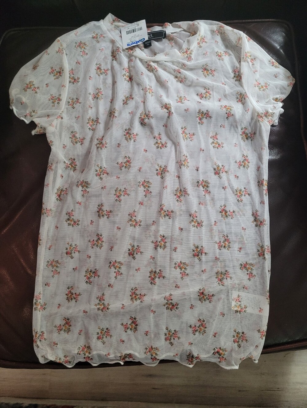 Vibe Sportswear Junior White short-sleeve sheer mesh top Sz XL